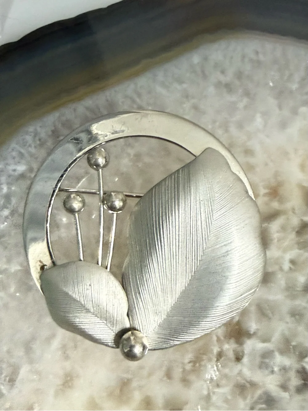 Vintage EMJ Emmons Sterling Silver Floral & leaf Brooch Guc about 1.25”